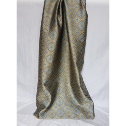 Tessuto al metro misto seta lavorato a jacquard Teatro color azzurro e bronzo