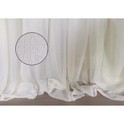 Tessuto al metro in misto lino con linee ricamate in rilievo tono su tono colore bianco