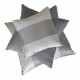 Cuscino taffetas a righe argento/grigio. Piccolo 35x35