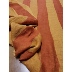 Tessuto al metro in 100% lino a righe verticali nei colori caldi