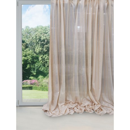 Tenda a righe verticali in mussola di cotone color crema
