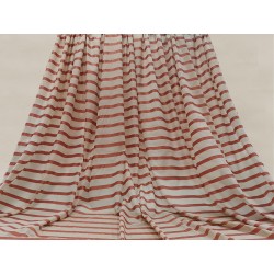 Tessuto a metraggio in mussola di cotone color beige e bordeaux