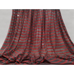 Tessuto a metraggio in mussola di cotone color grigio fumo e rosso